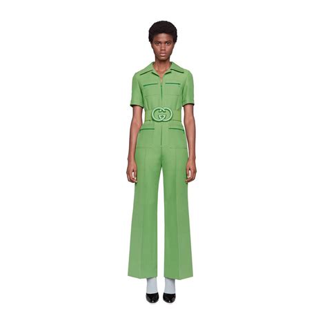 gucci wool silk belted jumpsuit|gucci women's dresses.